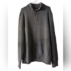 Izod Charcoal Gray Button Collar Sweater XL